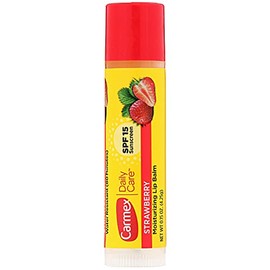 Carmex Cold Sore Relievers Carmex Daily Care Bálsamo labial hidratante fresa Spf 15, 0.15 onzas