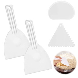 MOKIDO 4-Piece Dough Spatula Set, Pizza Spatula, Pizza Spatula, Flexible Dough Spatula Pizza with Dough Scraper and Toothed Spatula, Dough Card, Pizza Scraper for Dough Cakes, Pizza, Bread Baking
