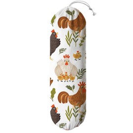 Chicken Animal Plastic Bag Holder, Funny Chickens Grocery Bags Storage Organizer, Reusable Shopping Bags Dispenser for Kitchens Pantry, Farmhouse Kitchen Decor Gifts, Kitchen Pattern Garbage Bag 46