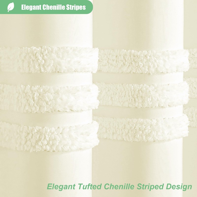 Dynamene Extra Long Shower Curtains, 84 Inches Long Textured Tufted