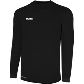 Capelli Sport Men's Standard Workout Top, Long Sleeve Crew Neck Exercise Training Jersey, Black White
