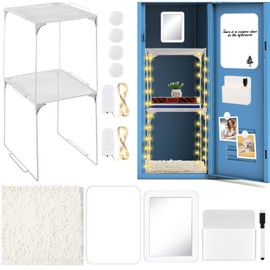 Suzile 13 Pcs Locker Organizer and Accessories Includes Locker Shelf, Magnetic Pen Holder, Dry Erase Marker, Mirror, Whiteboard, Rug, Magnets, Back to School Essentials(White)
