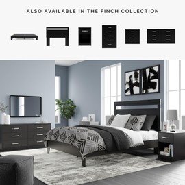 Signature Design by Ashley Finch Modern Platform Bed Frame, Queen, Black