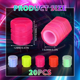 20 PCS Dust Caps for Car Tyres, 5 Colors Universal Fluorescent Car Tire Valve Caps Luminous/Fluorescent/Glow in the Dark for General Cars SUV Motorbike Trucks Bicycle Decoration
