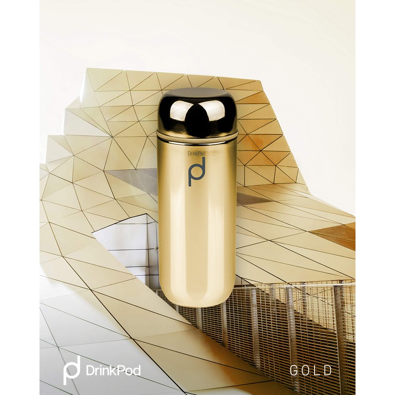 DrinkPod Flask, Stainless Steel, Gold, 200ml