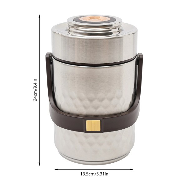 Unbranded 3-Tier Sealed Stackable Food Thermos Silver Insulated Thermal Lunch