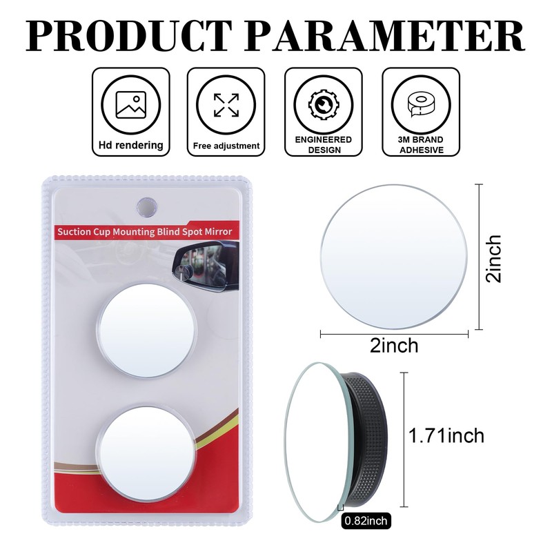 LivTee Blind Spot Car Mirror, 2" Round HD Glass Frameless