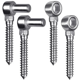 Insaga Cast 304 Stainless Steel Gate Hinges 2Pack Lag Screw Hinge for Farm M16 Hook and Eye Hinges, Partial Thread Gate Hinge Bolts for Wood Cattle Livestock Gate for Fence