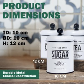 Set of 3 Storage Canisters for Sugar and Coffee – Elegant Metal Containers with Airtight Lids – Stylish and Durable Kitchen Storage Solution for Preserving Freshness