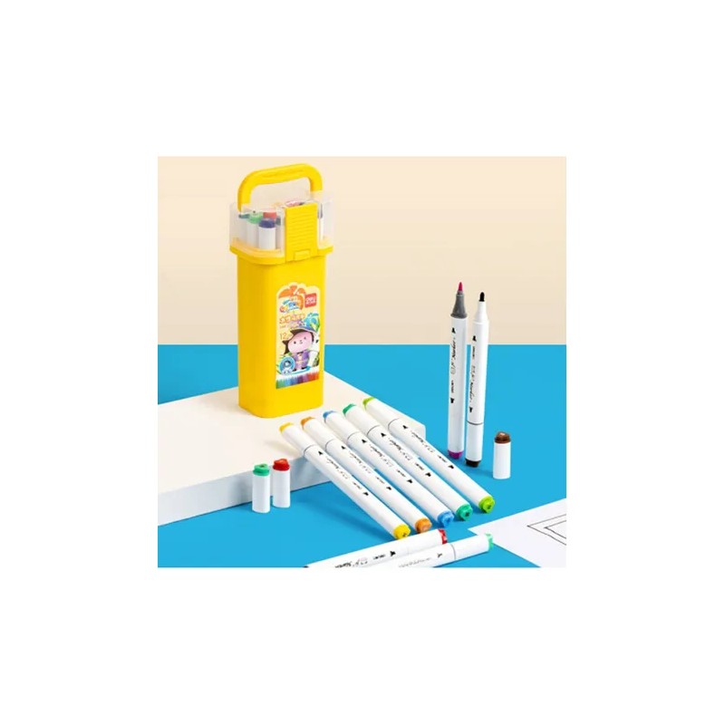 Plumones Doble Punta Cincelredonda Deli 24pz Rotulador