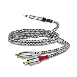 JAFAULK 3.5mm to RCA Cable,2 RCA to AUX Cable Headphone Jack Adapter with Nylon Braided Y Splitter,3.5mm Audio Adapter Cord for Smartphones, MP3, Tablets, Home Theater, Speakers, HDTV(3.28FT)