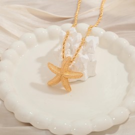 LILIE&WHITE Gold Meerestern Halskette für Damen– Elegante Schimmernde Starfish Anhänger Kette, Hypoallergen und Langlebig, Geschenk für Damen