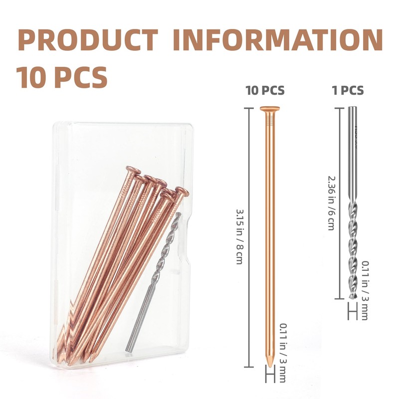 UNIFAMILY 10pcs Copper Nails for Killing Trees Stump Root, 3.15