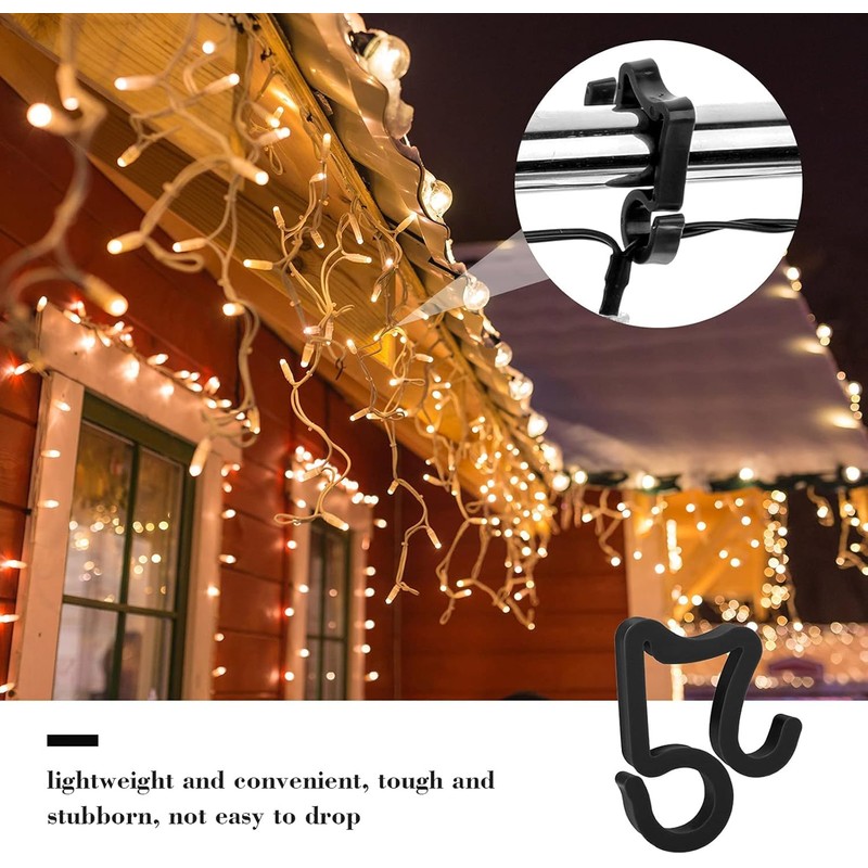 SHATCHI 48Pcs Black Gutter Hooks for Outdoor Hanging Christmas Icicle