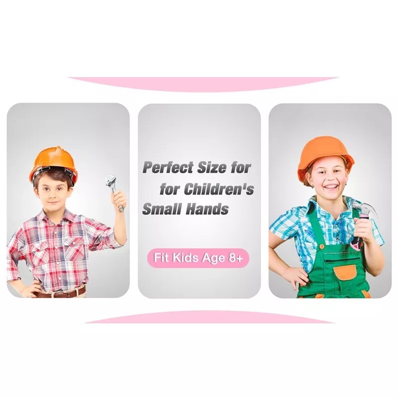 WORKPRO 9-Piece Kids Real Hand Tool Set Pink Junior Tool