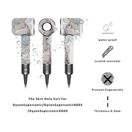 Skin Stickers Compatible with Dyson Hairdryer, Hairdryer Skin Decals，Protective Film Wrap Cover for Hair Dryer HD01 HD02 HD03 (Grey Marble)