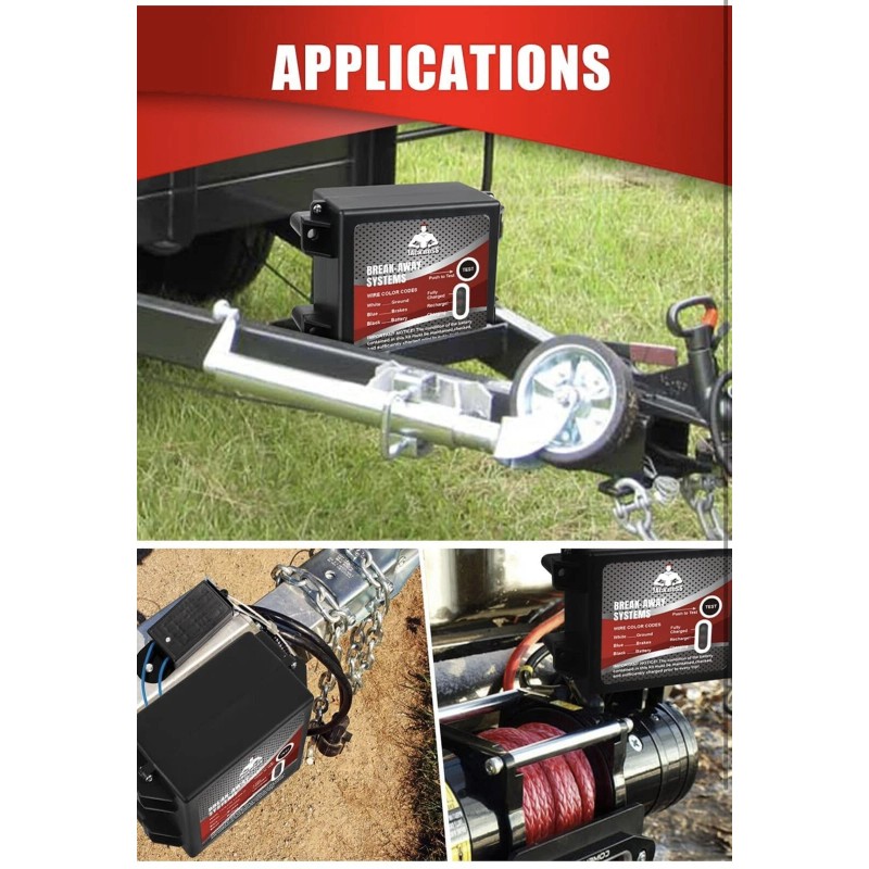 Jack Boss Upgraded Trailer Breakaway Kit, LED Test Controller System