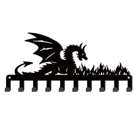 SUPERDANT Dragon and Flames Key Hanger Dragon Key Holder Dragon Decorative 10 Hooks Key Organiser Home Storage Hooks Entrance Key Hook Key Holder for Dog Lead