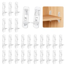 Vibit 28 Pcs Clear Plastic Cabinet Shelf Pegs, 1/4 Inch Self-Locking Shelf Support Pegs Shelf Brackets for 3/4 Inch Thick Shelves, Cabinet Shelf Clips Cabinet Shelf Pins for Wood Shelving
