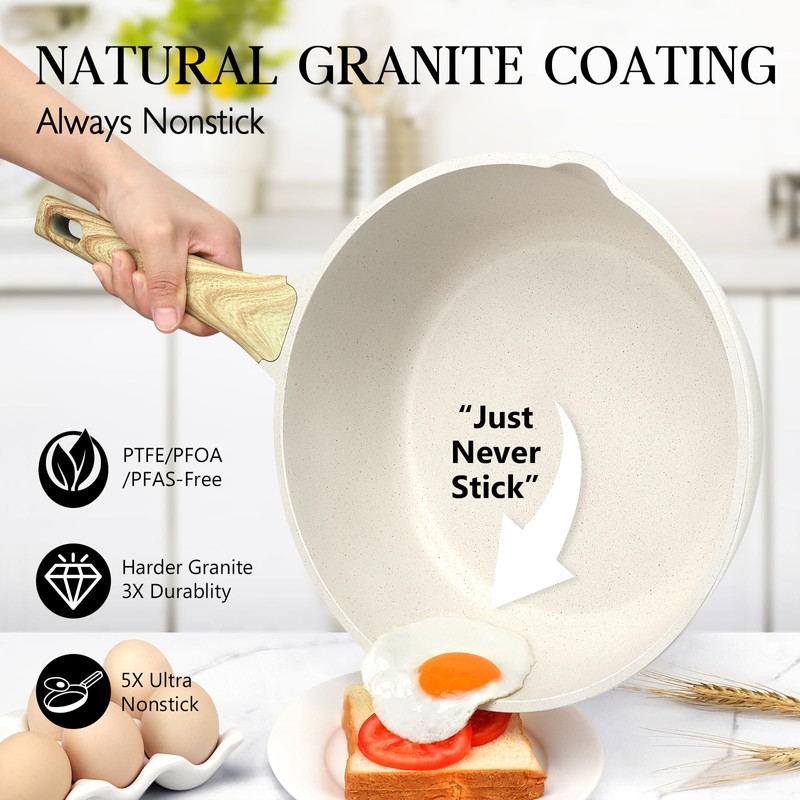 GiPP Nonstick Deep Frying Pan Skillet, 9.5" Saute Pan with