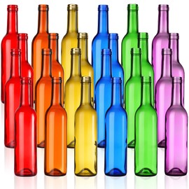 Rtteri 12 Pcs Decorative Colored Wine Bottles 375ml Empty Glass Bottles for Flowers Wedding Decor Centerpiece Christmas Party Favor DIY Crafts (Multicolor)