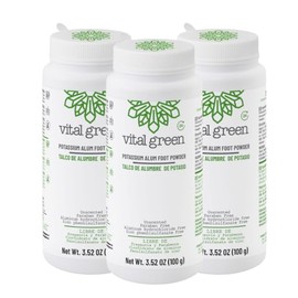 Vital Green Talco Natural de Alumbre de Potasio, Protección Duradera contra el Olor para Pies y Cuerpo, Apto para Adultos y Niños, 100g (3 unds)      
