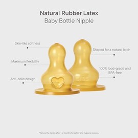 BIBS Bottle Nipple 2-Pack. Anti-Colic. Extra Nipples for BIBS Baby Bottles. Round Nipple. Natural Rubber Latex, Fast Flow