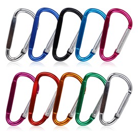 10 Pieces D-ring Carabiners, Multicolor D-Ring Keychain Carabiners Locking Clip for Outdoor Home RV Camping Fishing Hiking Traveling