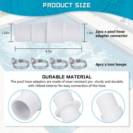 Pool Hose Adapter Connector | pool pump hose connector 1-1/4" or 1-1/2" for Swimming Pool Vacuum，Cleaner，Filter Pump Hoses