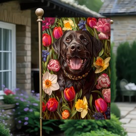 BlissYard Patriotic Garden Flag 12x18 Inch Bulldog on Red Vintage Truck with Sunflowers and USA Flag Double Sided Yard Banner for Porch Lawn 4th of July Welcome Outdoor Decor