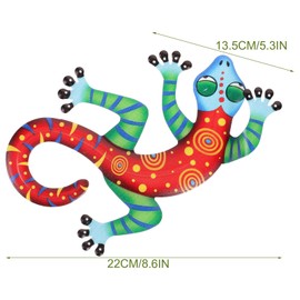 HEMOTON 3D Wall Decoration Figurine Metal Gecko Garden Decoration Animals Iron Garden Figures Decorative Wall Sculpture Wall Object Garden Statue Living Room Sculpture for Balcony Terraces Decorative