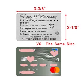 DEGASKEN Happy 23rd Birthday Card, 23 Year Old Birthday Gifts for Men Women Him Her, Permanent Engravend Steel Wallet Card