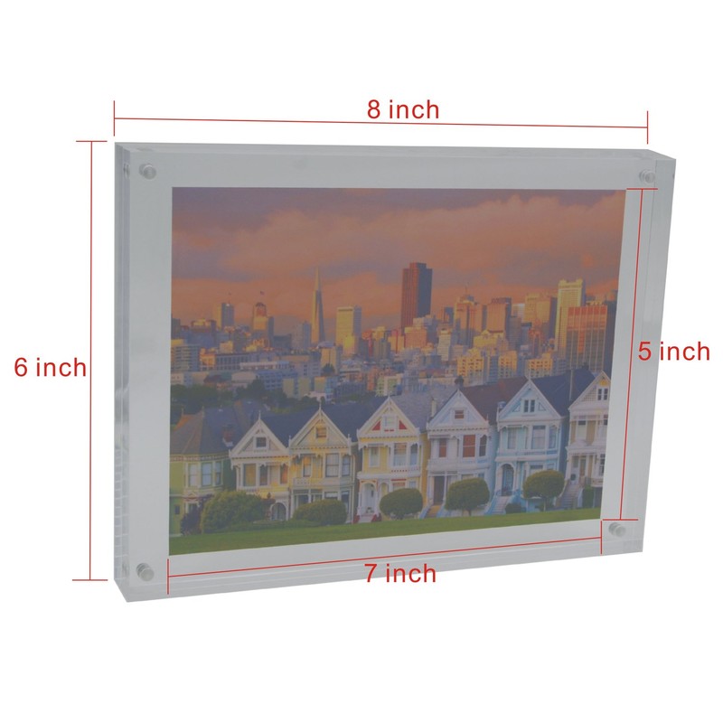 HESIN 6"X8"Clear Acrylic Magnet Photo Frame, Double Sided Picture frame
