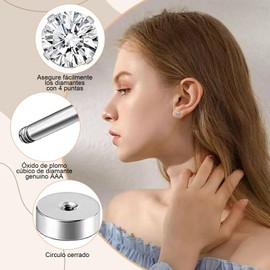 WEILAT 6 Pares Aretes Acero Quirurgico, Aretes de Titanio para Orejas Sensibles, Aretes Acero Inoxidable 316, Circón Cuadrado Transparente, Ideal Como Regalo de Navidad, Aniversarios, Cumpleaños