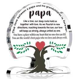Papa Birthday Gifts for Grandpa, Christmas White Elephant Father’s Day Gift for Papa, Gifts for Dad, Grandpa Gifts from Grandchildren for Grandfather, Father, Grandpa, Papa Christmas Gifts Papa Acrylic Tree Desk Signs Plaque