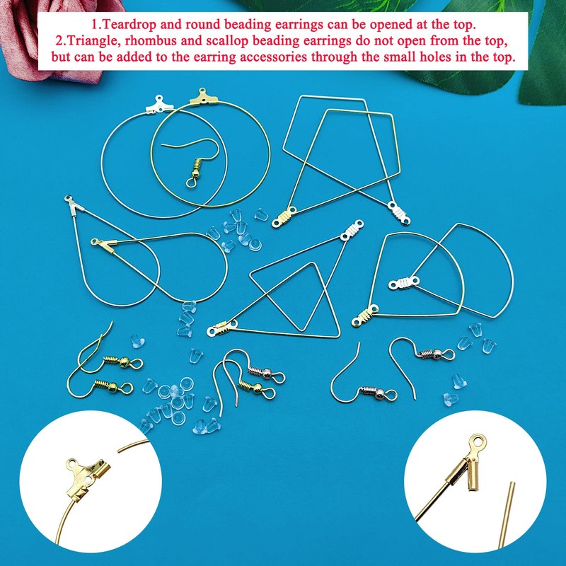 280PCS Beading Hoop Earring Findings 100PCS Earring Hooks 100PCS Silicone