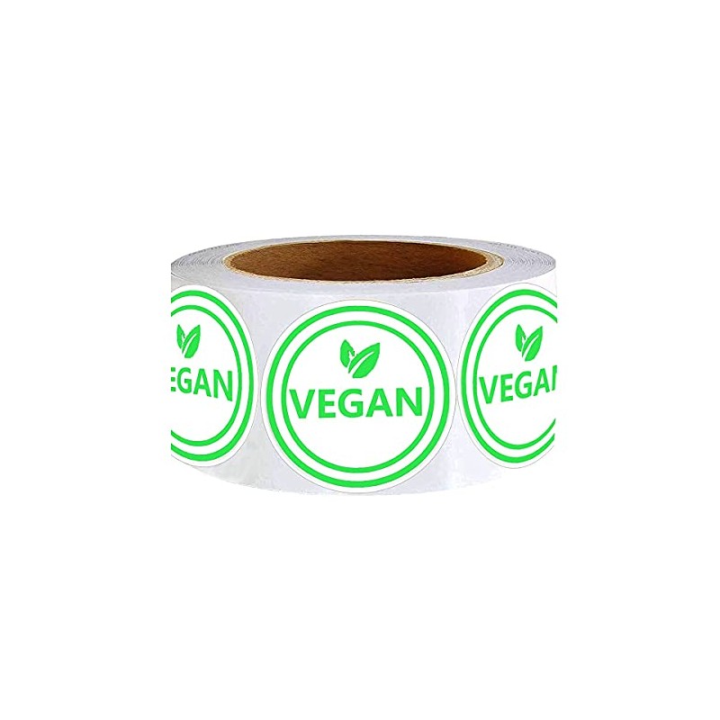 Vegan Food Rotation Labels,1.5 Inch Round Circle Dot Vegan Stickers(500