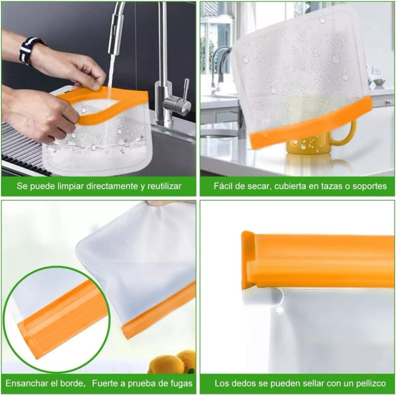 20 Piezas Bolsas Ziploc De Reutilizables Para Alimentos