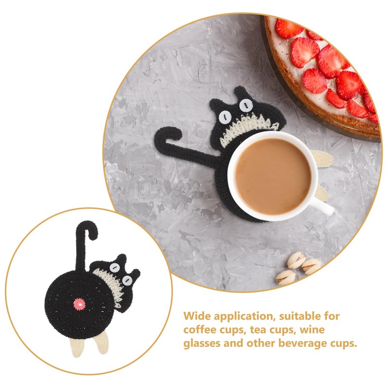 Mikinona Cute Coaster Knitted Material Heat-Insulated Cup Mat Non-Slip Table