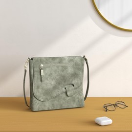 Ledershop24 Gift Set – Handbag Shoulder Bag Shoulder Bag Suede Imitation Used Look with Lock Closure Various Colours Colours Grey