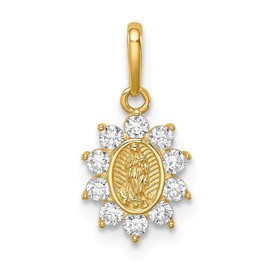 Diamond2Deal Mothers Day Gifts 14k Yellow Gold Our Lady of Guadalupe CZ Pendant for Mom (L- 15.6 mm W- 8 mm)