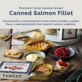 Canned Salmon Fillet in Oil by Fangst, Laks No. 1, Tinned Salmon, Sustainable Canned Fish, Flash Grilled, Keto, Omega 3 Rich, 3 x 110g Can