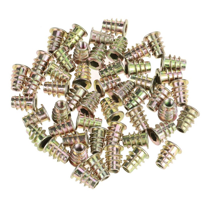 Haosie Threaded Inserts, 50PCS M5 Wood Insert, M5*13mm Insert Zinc
