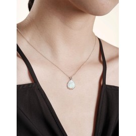 KristLand Moonlight Necklace Women's Jewellery Bright Created White Opal Pendant Made of Sterling Silver with Pendant Tear Water Drop Shape Necklace Gift for Women Girls Weddings Party, The products