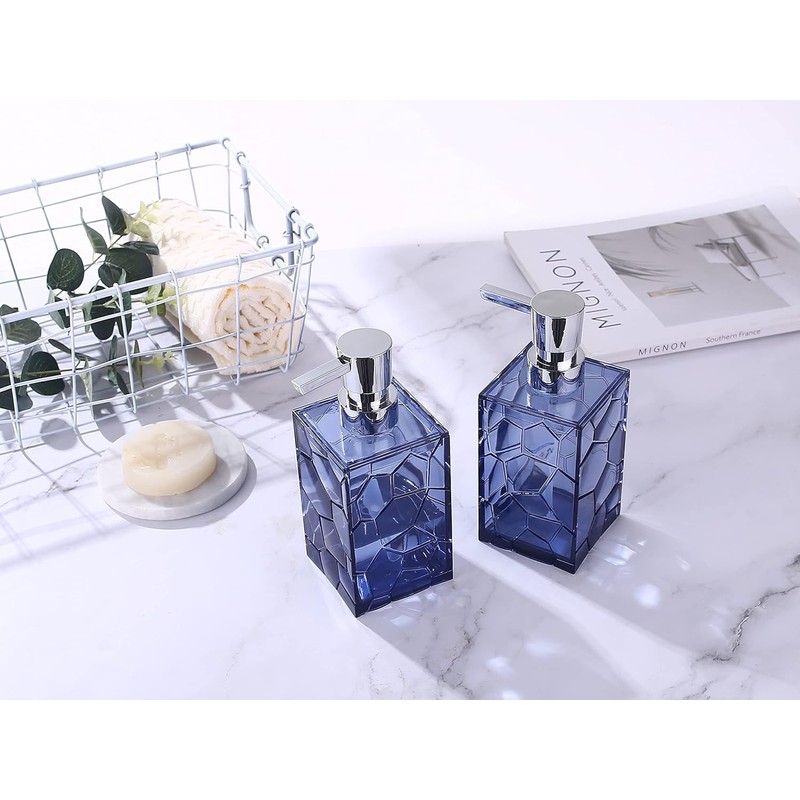 Hand Soap Dispenser Set Clear Acrylic Plastic Liquid Pump Bottles