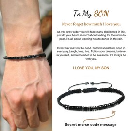 To My Son Grandson Bracelet Morse Code Bracelet Inspirational Bracelet I Love You Bracelet for Son Gifts for Son from Mom