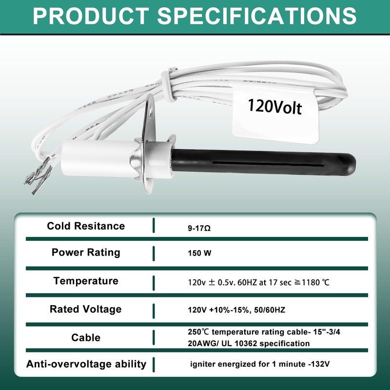 【UPGRADED】H150 Universal Furnace Igniter 120V Silicon Nitride Hot Rod Igniter