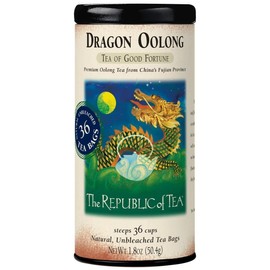 The Republic of Tea - Dragon Oolong Tea Tin, 36 Tea Bags, Naturally Caffeinated