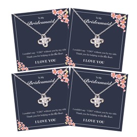 choice of all 2/3/4/5/6/8 Pieces Bridesmaid Necklace for Women Bridesmaid Gifts Love Knot Necklace from Bride Wedding Gifts, Leather, No Gemstone