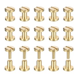 QUARKZMAN Pack of 30 Brass Chicago Screws, 4 x 6 mm Flat Head Screw Rivets for DIY Leather Crafts Belt Strap